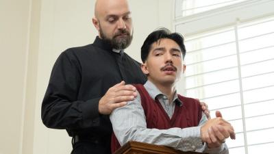 Altar Boy Lucky Cruz's First Time: DILF Priest Adam Snow Breeds His Throat