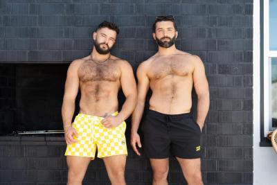 Hayden Harding Barebacks Hairy Muscular Boyfriend Paolo Bruni by the Pool