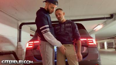 Vadim Romanov Barebacks Arab Twink Cocksucker in Parking Lot Blowjob Scene